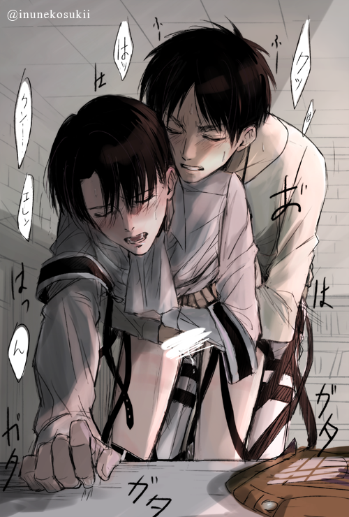 eren jaeger+eren yeager+levi+levi (shingeki no kyojin) .