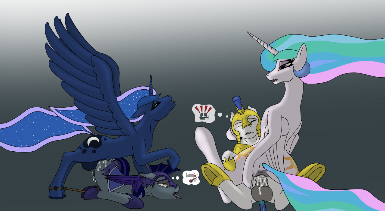 Yaoi pinup princess celestia (mlp)+princess luna (mlp)+royal guard (mlp)