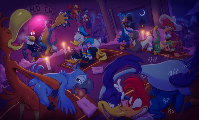 gerkk+rio+roadrunnerapollo (animal crossing)+daffy duck+donald duck+falco lombardi+foghorn leghorn+iago+kass (zelda)+master crane+mordecai+owl (winnie the pooh)+panchito p