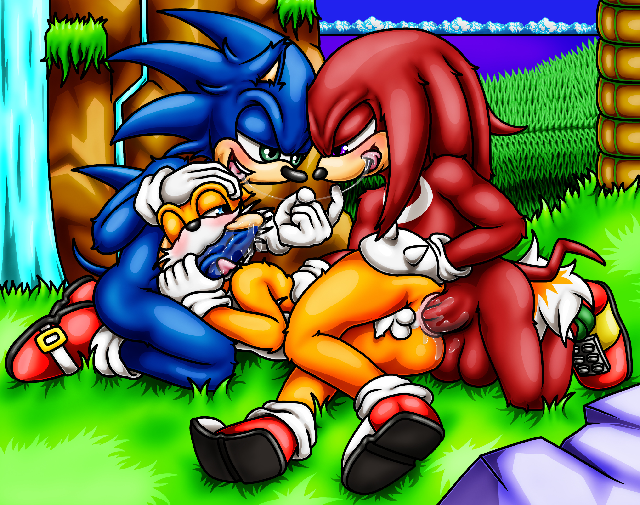 Yaoi pinup knuckles the echidna+sonic the hedgehog+tails