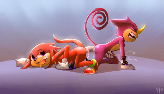 espio the chameleon+gums+knuckles the echidna