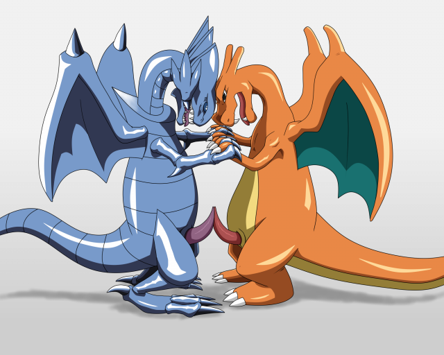 blue-eyes white dragon+charizard