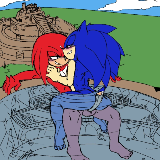 knuckles the echidna+sonic the hedgehog