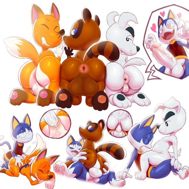 crazy redd+k.k. slider+rover (animal crossing)+tom nook (animal crossing)