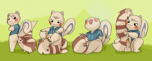 furret+marshal (animal crossing)