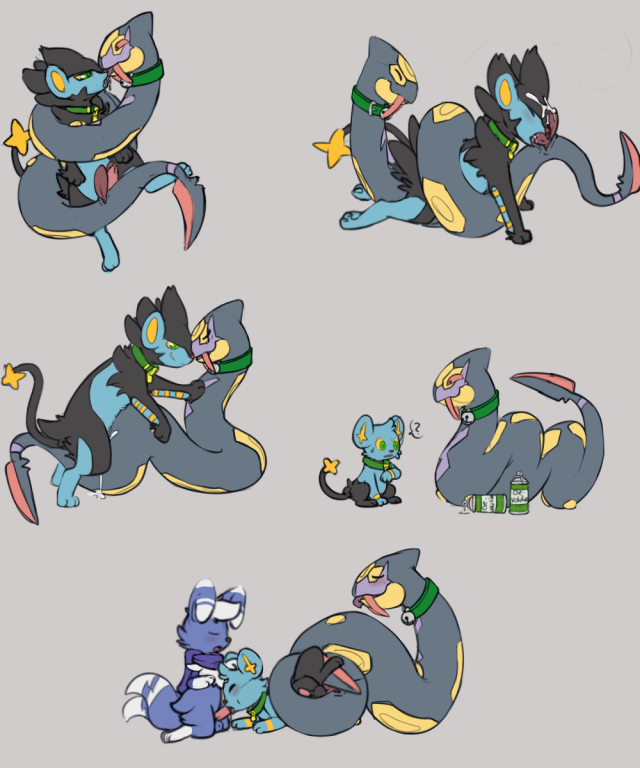 luxray+meowstic+original character+seviper+shinx