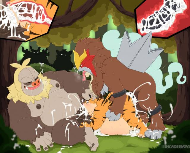 bewear+emboar+entei+original character+slaking