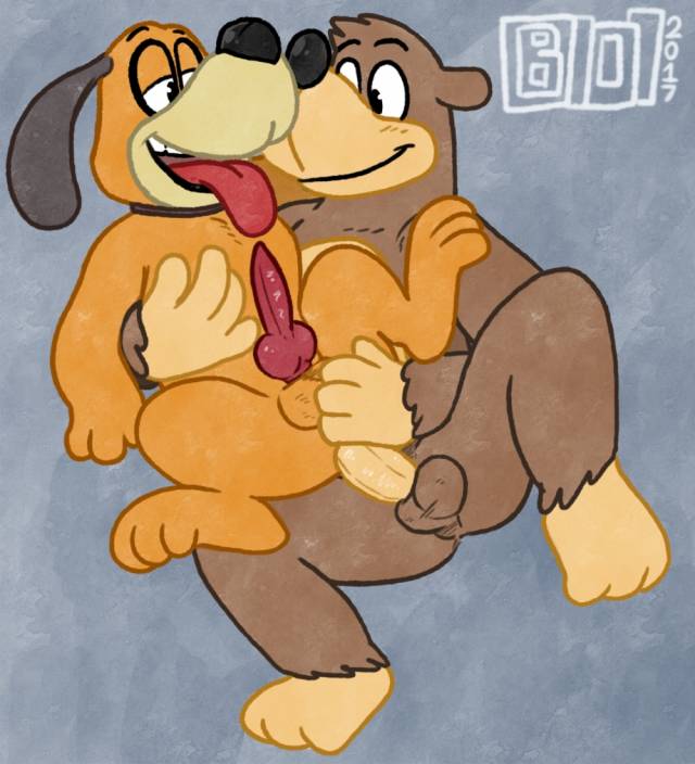 banjo (banjo-kazooie)+duck hunt dog