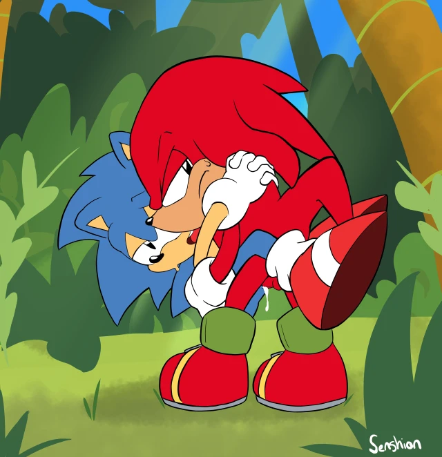 knuckles the echidna+sonic the hedgehog