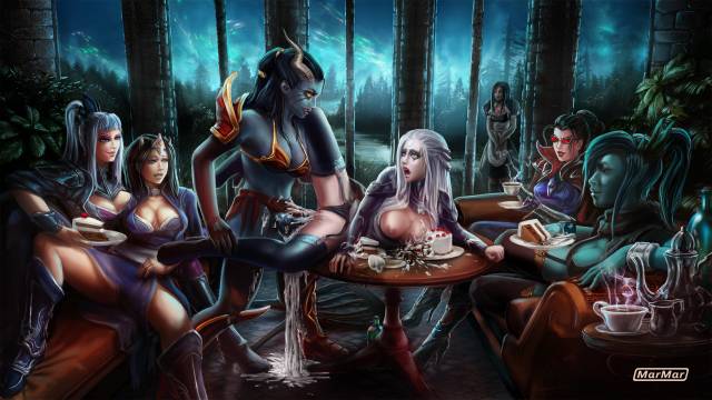 akasha+diana+diana (league of legends)+luna (dota)+mirana+queen of pain+vayne