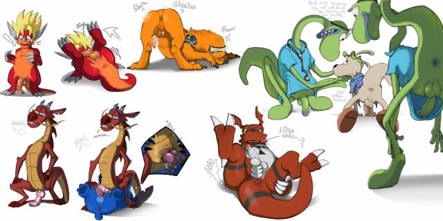 drum (buddyfight)+guilmon+mushu+rocko+stitch+wildmutt