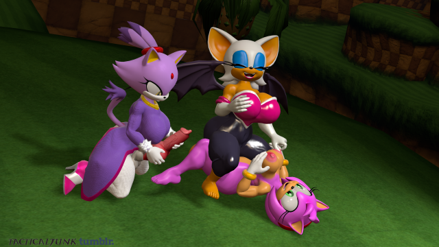 amy rose+blaze the cat+rouge the bat