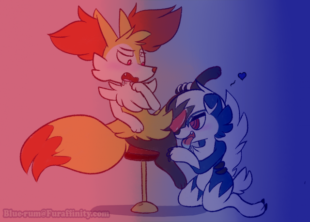 braixen+lycanroc+midnight lycanroc