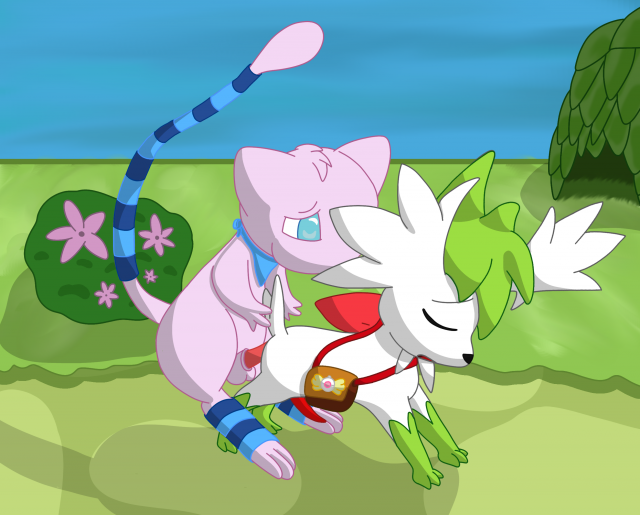 mew+shaymin+shaymin (sky form)