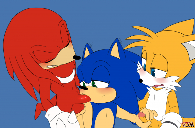 knuckles the echidna+sonic the hedgehog+tails