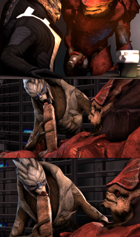 garrus vakarian+krogan+urdnot wrex