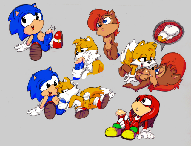 knuckles the echidna+sally acorn+tails