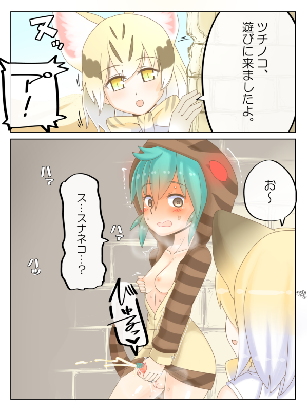 sand cat (kemono friends)+tsuchinoko (kemono friends)