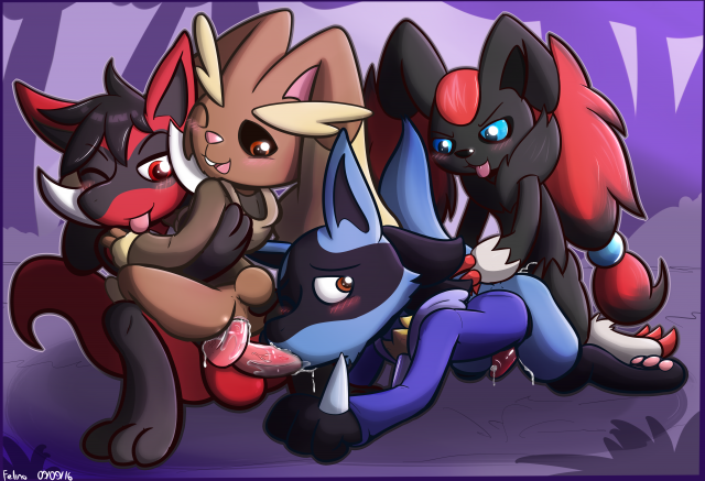 lopunny+lucario+original character+zoroark