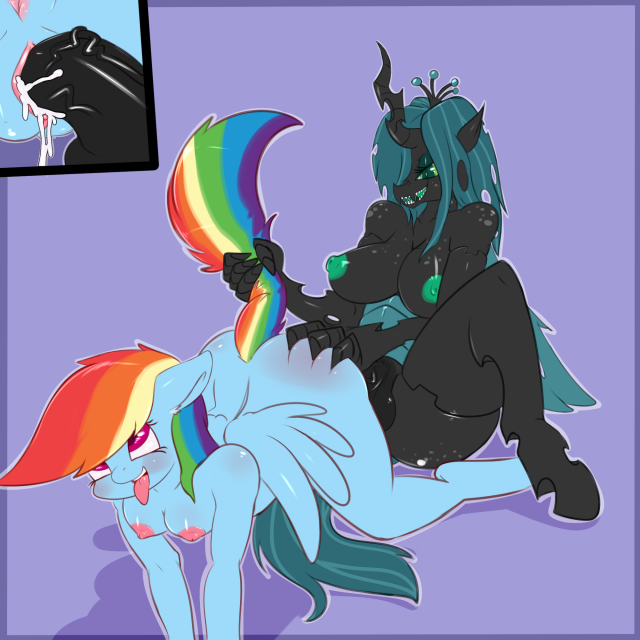 queen chrysalis (mlp)+rainbow dash (mlp)